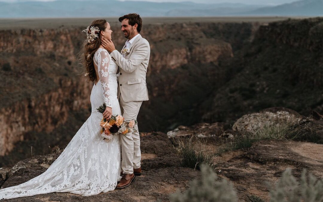 Dreamy Bohemian Destination Wedding in Taos, New Mexico: A Couple’s Dream Comes True in an Outdoor Ceremony and a Magical Lace Dress