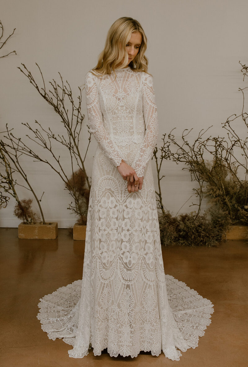 Shop-Elle-modified-a-line-wedding-dress-unique-lace-design-open-back