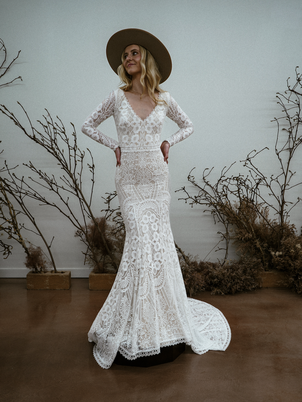 Josephine Geometric Modern Lace Wedding Dress