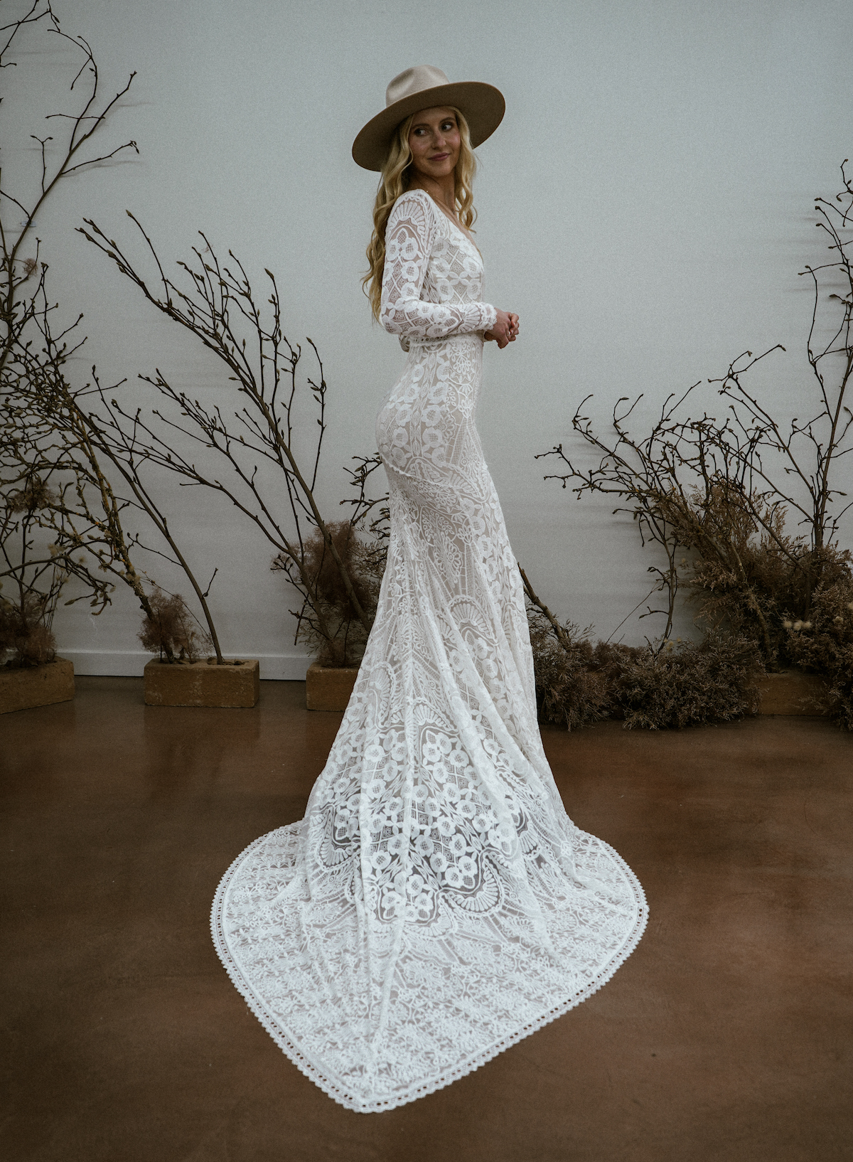 Josephine Geometric Modern Lace Wedding Dress | Dreamers and Lovers