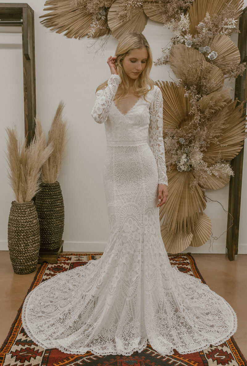 Josephine-lace-wedding-dress-with-fitted-long-sleeves-unique-boho-design