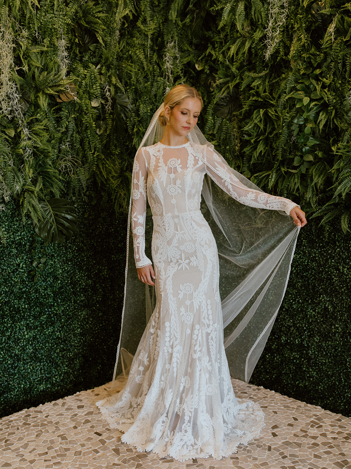 white lace wedding dress