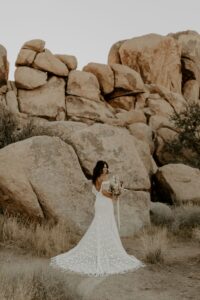 The-Heather-off-shoulder-lace-boho-wedding-dress-for-an-elopement