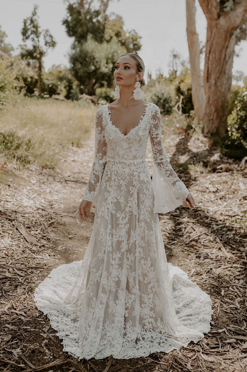 Allegra Bell Sleeve Lace Wedding Dress | Dreamers and Lovers