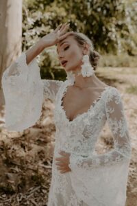 Must-see-luxury-boho-wedding-dress-lace-with-bell-sleeves-shop-now