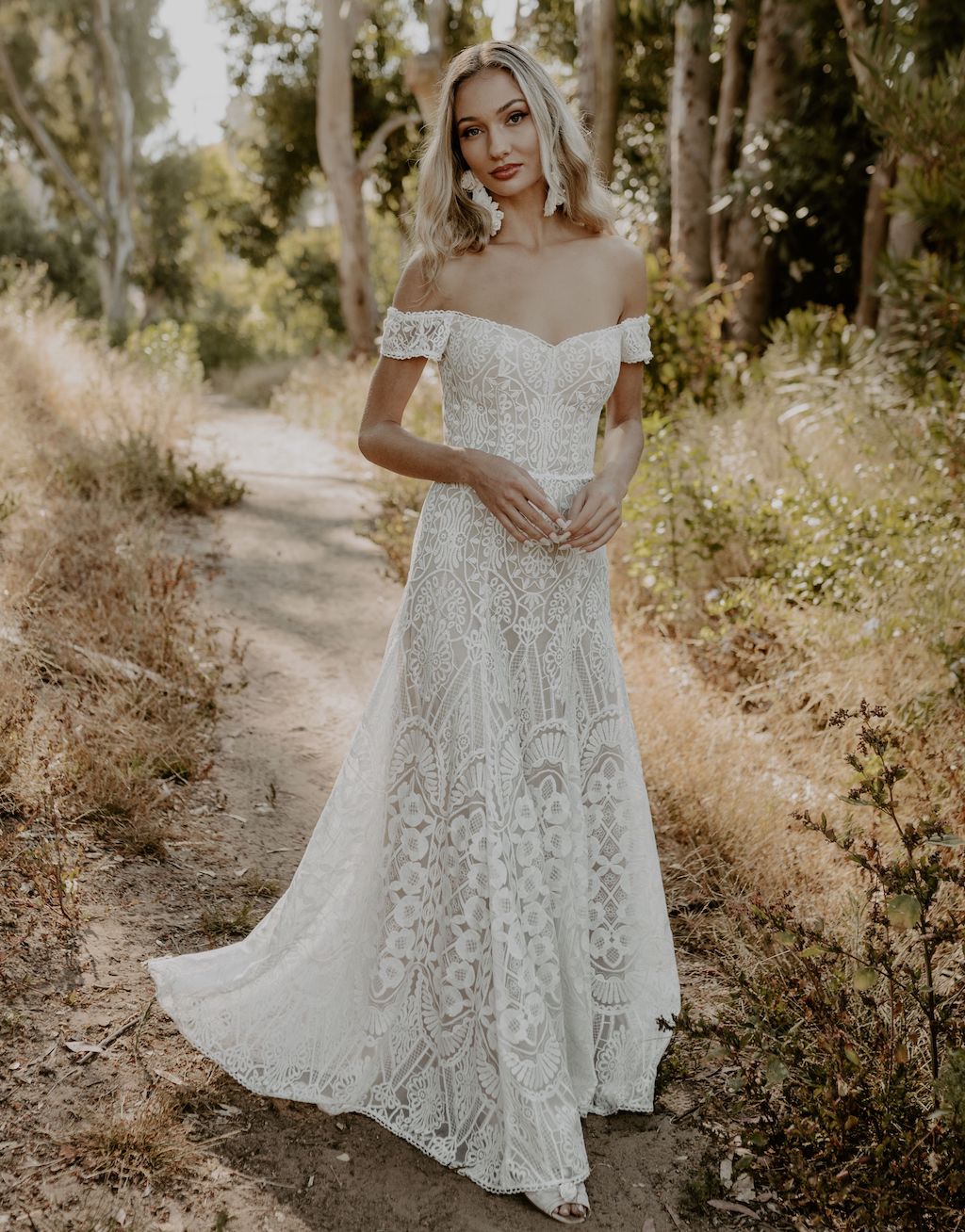 Olivia Off-the-Shoulder Lace Wedding Dress | Dreamers and Lovers