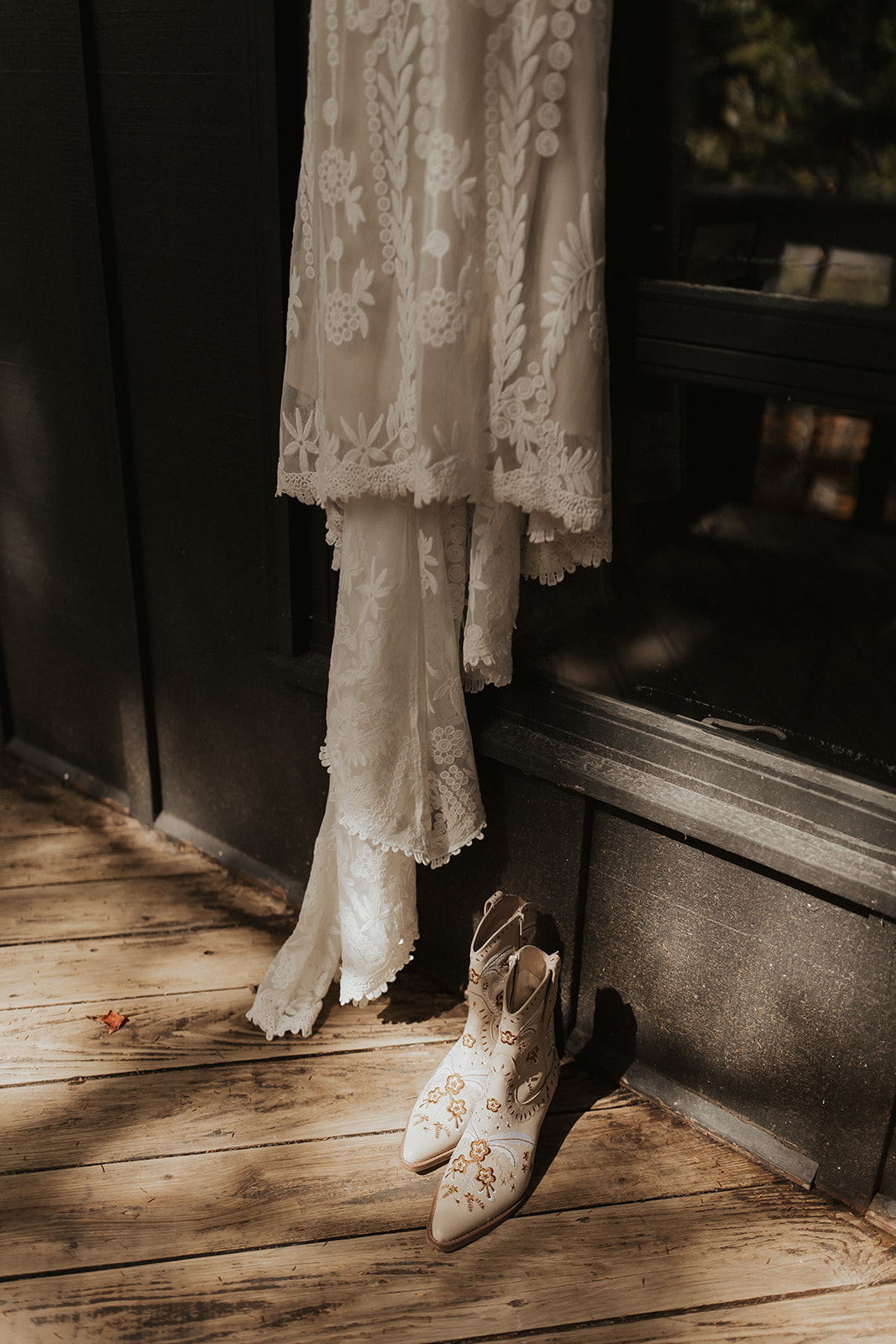 Boho-bride-Hannah-wore-Dreamers-and-Lovers-Violetta-Lace-Wedding-Dress-with-embroidered-boots