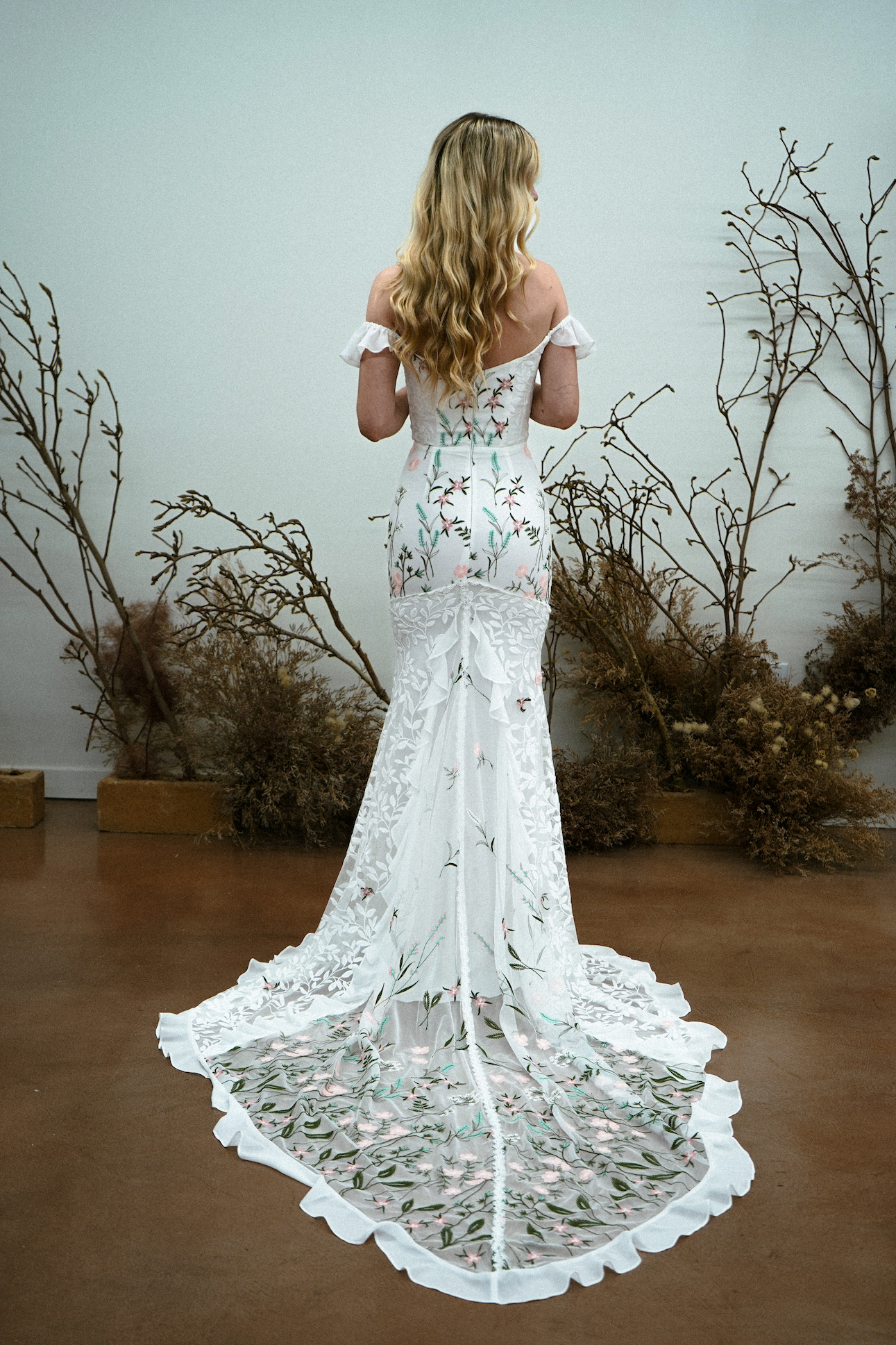 Flora-colored-lace-wedding-dress-off-shoulder-strapless