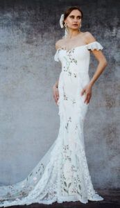Flora-romantic-off-shoulder-colored-lace-wedding-dress