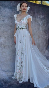 Lily-crepe-and-lace-colored-wedding-dress