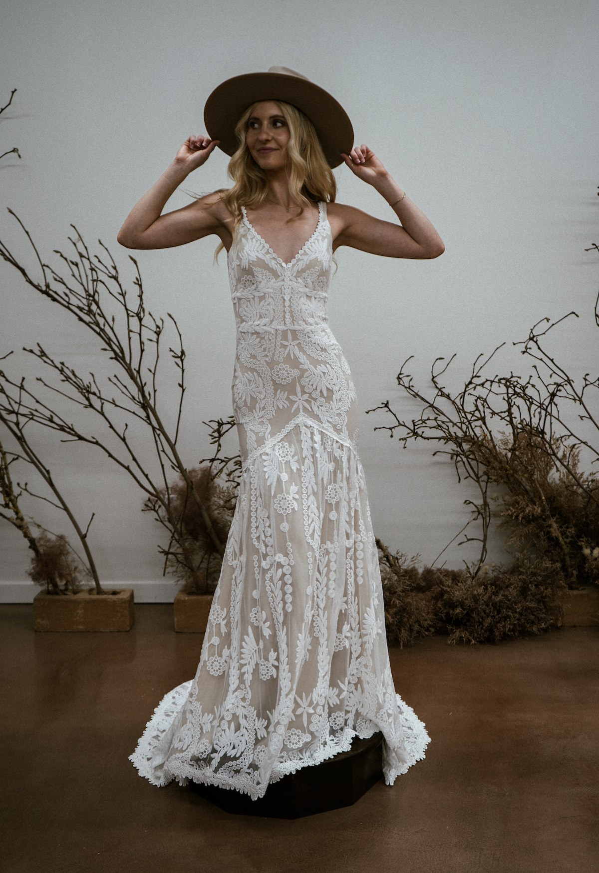 Emie Lace Fit and Flare Wedding Dress
