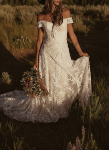 Christiana-lace-wedding-dress-off-shoulder-with-flowy-skirt