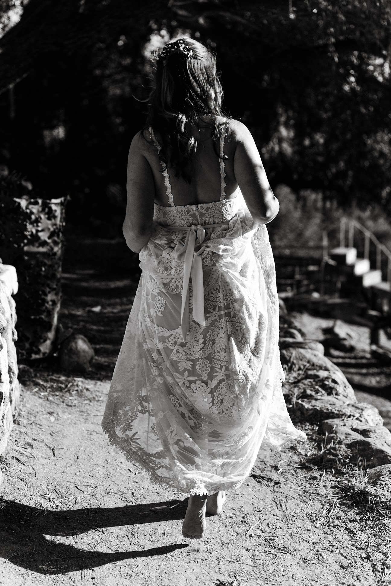 Real bride Emily wearing the Portia sleeveless lace wedding dress
