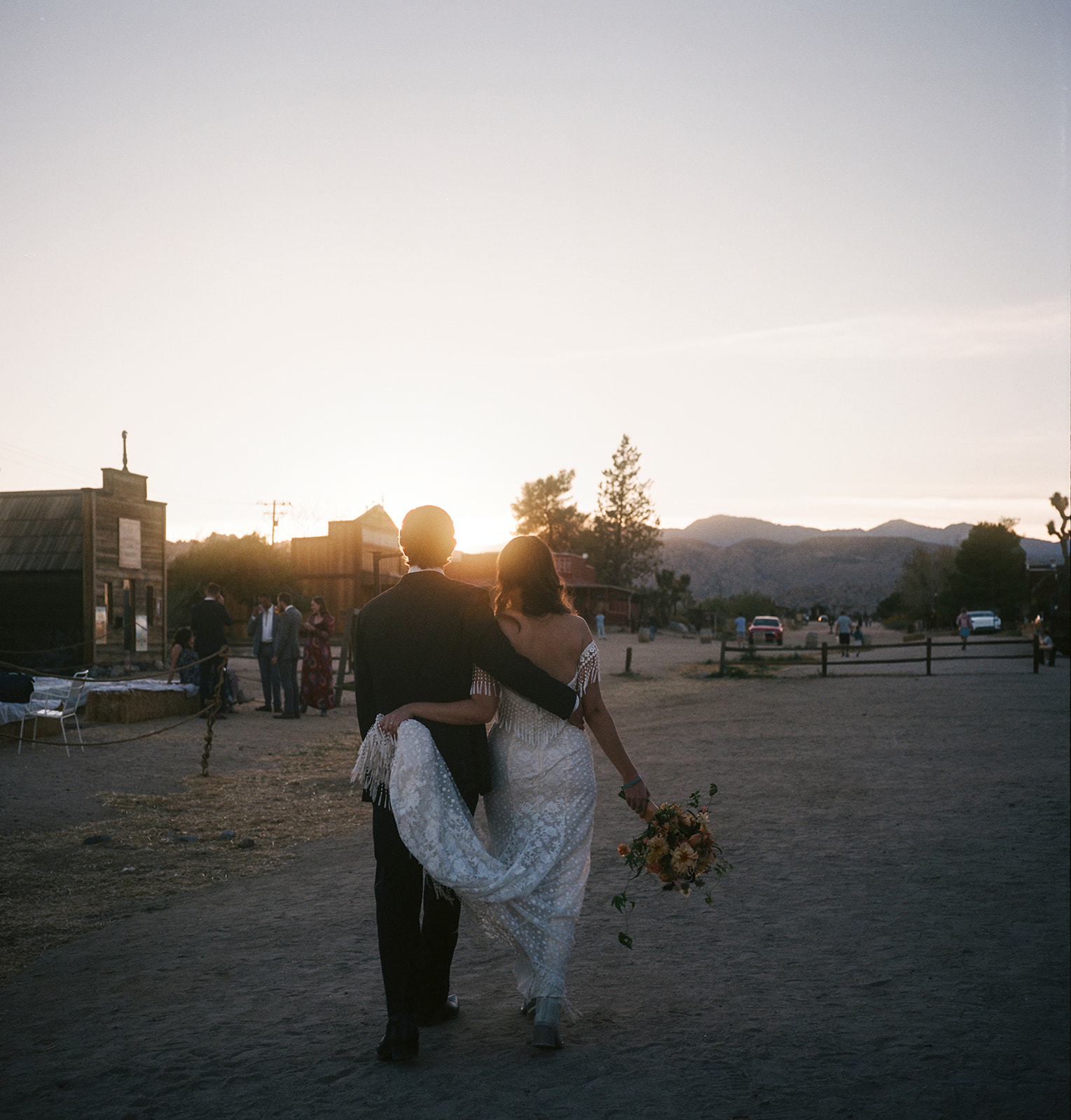 Bride Lucy at her Pioneertown western boho wedding