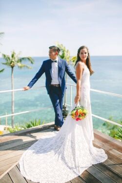 Bride Maeva<br/>Dress Amber maeva-wearing-amber-lace-dress-wedding-day