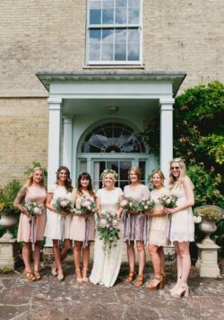Bride Poppy<br/>Dress Catherine bohemian-bride-poppy-photographed-with-her-bridesmaids-wearing-mismatched-dress