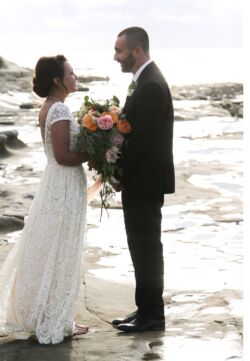 Bride Ashley<br/>Dress Catherine bride-ashley-with-groom-san-diego-beach-wedding