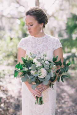 Bride Sarah Kate<br/>Dress Alice bride-sarah-kate-wearing-simple-and-elegant-Alice-lace-dress-with-train