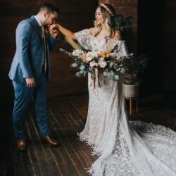 Chantal wearing Aurora| @sarahmeyerphoto Bride-Chantal-wearing-callista-fringe-gown