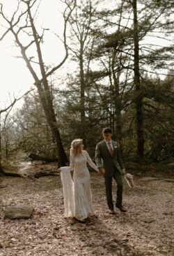 Bride Jade wearing Willow| Casey Noelle Photo Bride-Jade-wearing-Willow-Lace-Wedding-Dress-in-the-forest