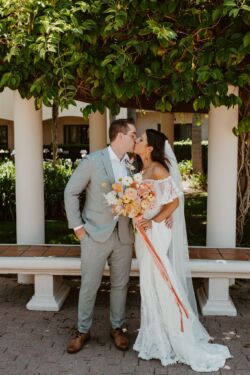 Bride Elle wearing Caroline Dress| Alyssa Ruby Photo Bride Elle wearing Caroline Off Shoulder Wedding Dress
