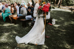 Bride Olga in Lisa Dress<br/>Photo: India Earl non-traditional-simple-bohemoian-bride-wearing-long-sleeve-bohemian-wedding-dress-backless-open-back-with-small-train
