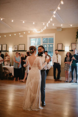 Bride Lydia in Lisa Dress customized for her pregnant belly pregnant-bride-wears-backless-lisa-boho-wedding-dress