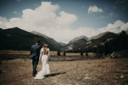 Valentina Dress with Nude Colored Liner<br/>Photographer: Em Vision Photography bride-ashley-wearing-the-long-sleeve-lace-bohemian-wedding-dress-with-open-back