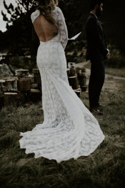 Valentina Dress with Nude Colored Liner<br/>Photographer: Em Vision Photography the-valentina-dress-with-long-sleeves-open-back-for-the-bohemian-bride