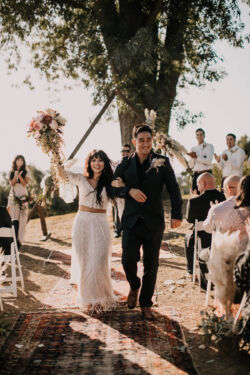 Bride Amanda wearing Ophelia OPHELIA TWO PIECE WEDDING DRESS - Two Piece Lace Wedding Dress