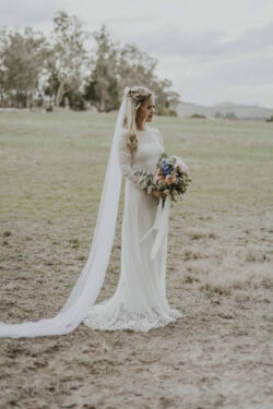 Megan wearing Lisa Dress Australian-Bohemian-Bride-wearing-long-sleeve-boho-wedding-dress