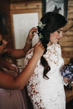 Shelby wearing Clover Dress Bohemian-bride-in-side-braid-and-crochet-wedding-dress