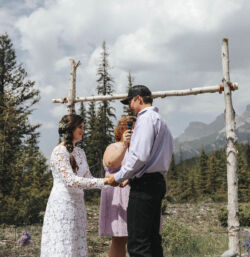 Shelby wearing Clover dress Bride-Shelby-wearing-crochet-wedding-dress